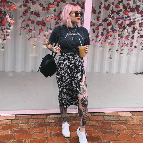 Split long A-line skirt - ROUTINE FASHION